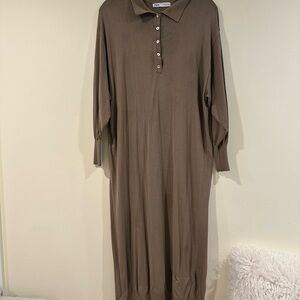 Zara Brown Long Sleeve Dress